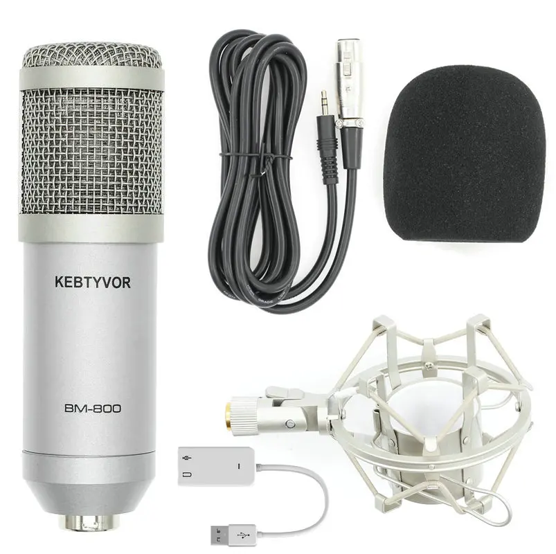 

Professional BM-800 Studio Microphone Vocal Recording KTV Karaoke Mic with Shock Mount for Computer Radio Braodcasting Singing