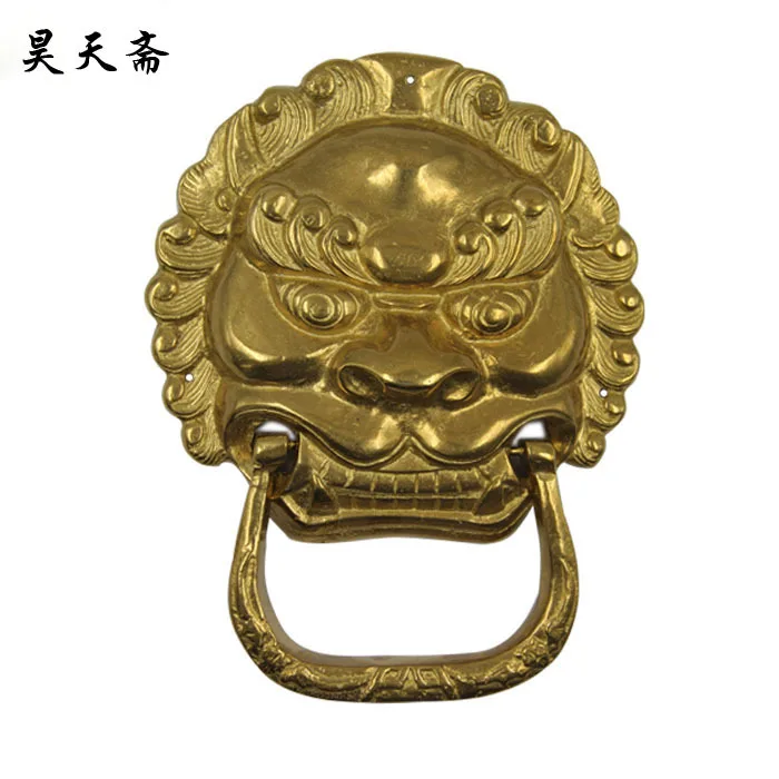 [Haotian vegetarian] bronze copper door pull ring Chinese antique beast head lion head copper handle HTA-007