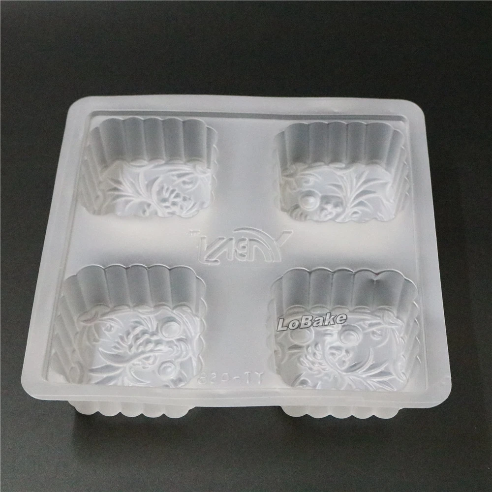 (5pcs/lot) 4 Cavities 7.2*7.2*3cm Square Cube Carassius auratis fish PP Semi-transparent candy chocolate moon cake molding tools