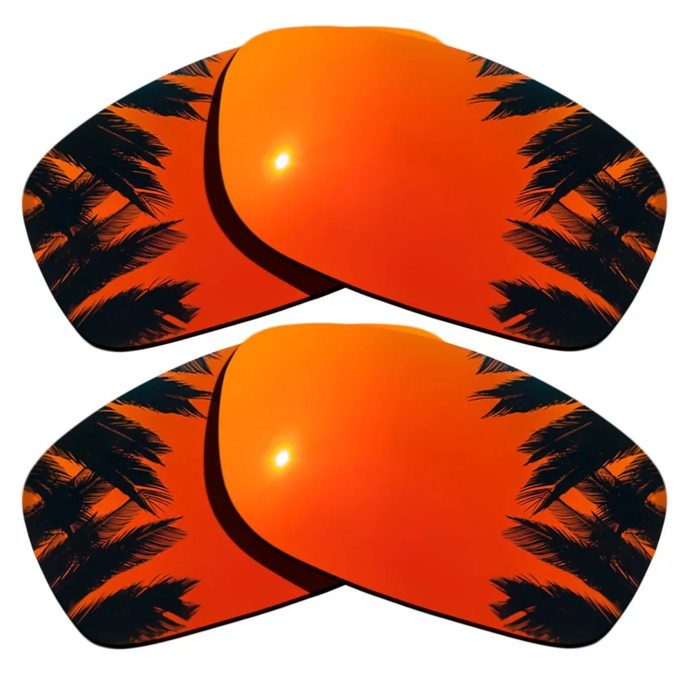 

(Orange Red+Orange Red Mirrored Coating) 2-Pairs Polarized Replacement Lenses for Fives Squared 100% UVA & UVB Protection