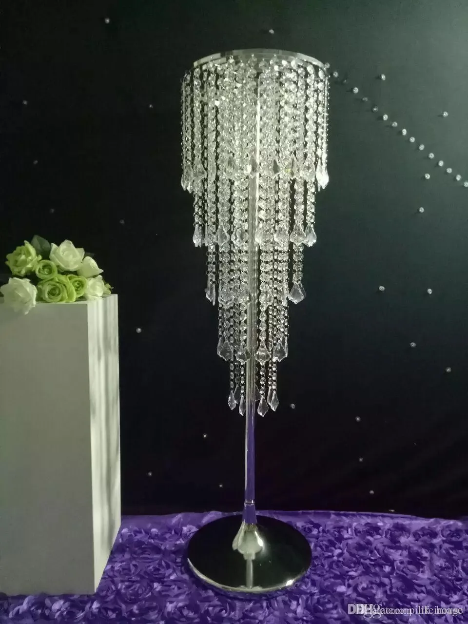 NEW H80cm Tall Crystal Wedding Centerpiece Table Chandelier Flower Stand Wedding Props tall flower stand for table 10pcs/lot