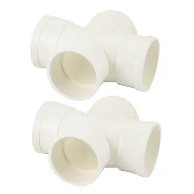 

2Pcs 4 Ways 50mm Inner Diameter PVC Pipe Connectors Fittings White