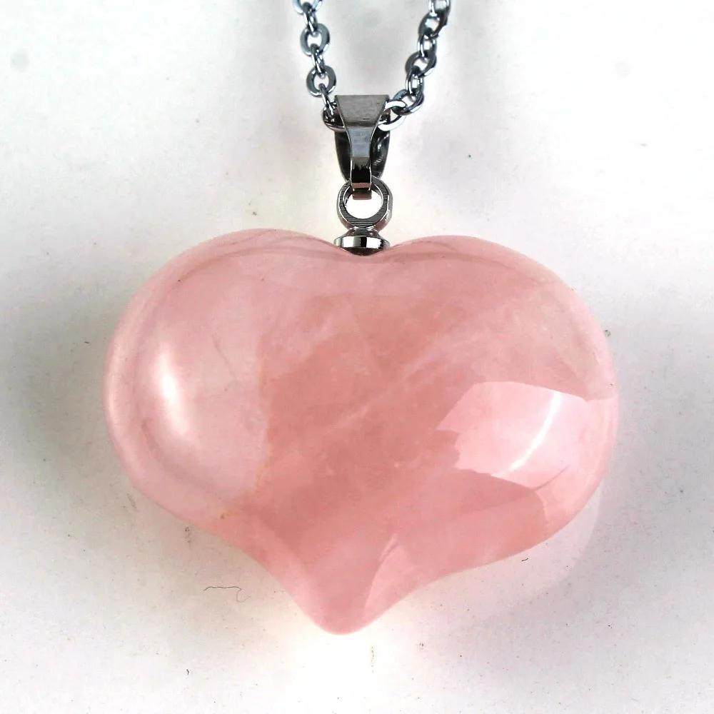 Crystal Peach Heart Pendant For Necklace Earring Bracelet DIY Natural Rock Crystal Rose Quartz Lapis Lazuli Agate Stone No Chain