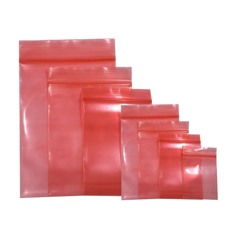 

200Pcs Red Perspective Ziplock Bags ESD Shielding Anti Static Bag Antistatic Packaging Bags Electronic Accessories Storage Bag