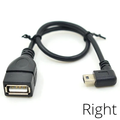 20cm Mini USB Male to USB 2.0 a Female OTG Cable Adapter Left Right up down Angle for Tablet PC GPS Car DVD