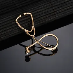 High Quality 2 Color Brooches Doctor Nurse Stethoscope Brooch Medical Jewelry Enamel Pin Denim Jackets Collar Badge Pin