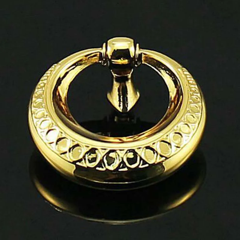 

48mm Shaky drop rings kitchen cabinet Knobs 24K gold drawer pulls zinc alloy dresser wardrobe furniture handles knobs pulls