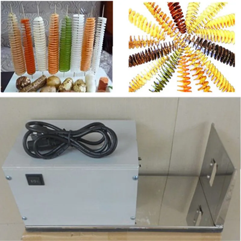 220V electric stretch spiral potato cutter,automatic tornado potato vegetable carrot slicer twister machine