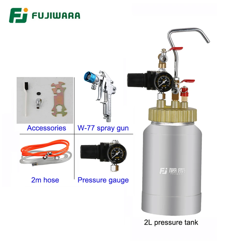 

FUJIWARA Pneumatic Imitation Stone Paint Spray Gun Colourful Lacquer Airbrush High-capacity 2L Pressure Bucket Marble Paint