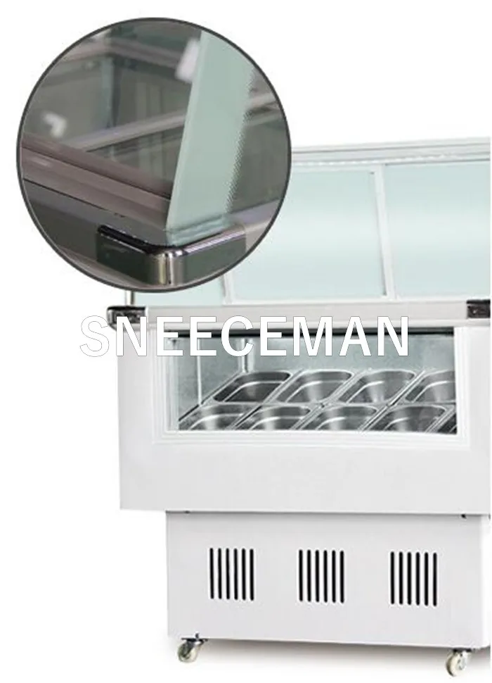 아이스크림 디스플레이 캐비닛 디스플레이 젤라토 슬라이딩 유리 도어 캐비닛 무료 스탠드 아이스크림