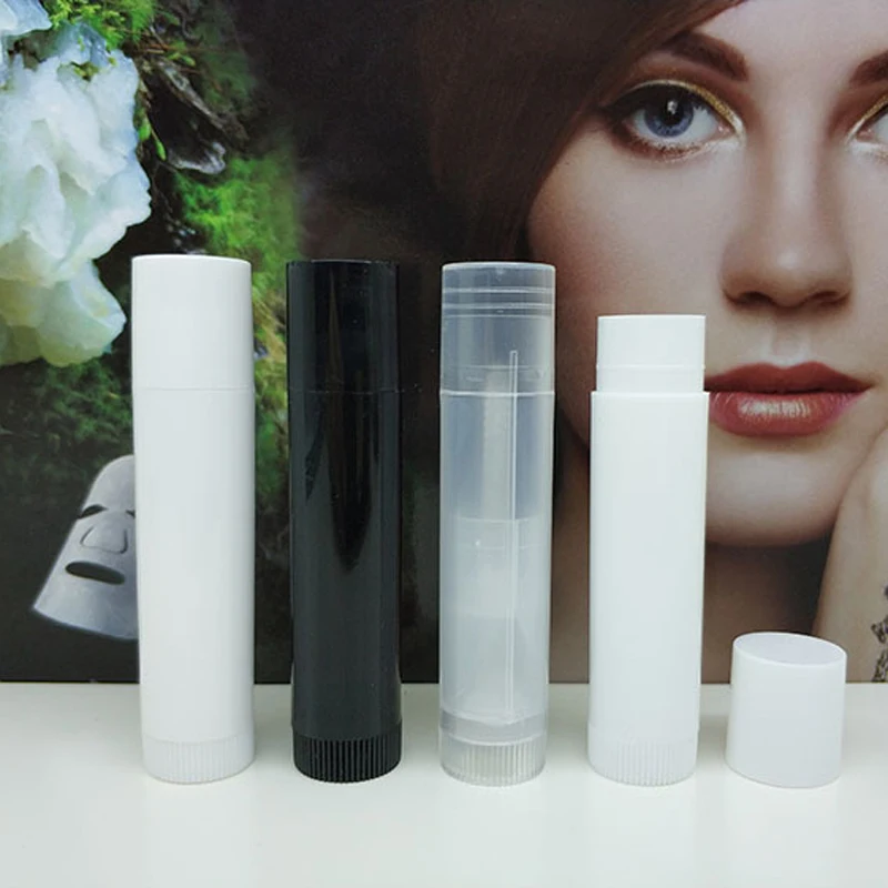 100 x 5G Lip Balm Container 5ML Mini Refillable Clear White Black Empty PP Plastic Bottles Tubes Cosmetic Lipstick Containers