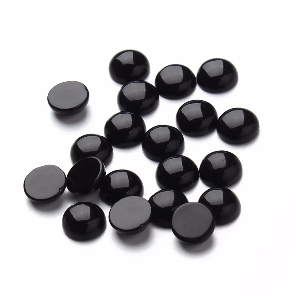 Fashion 10pcs/lot 12 10mm Round Flatback Black Onyx Cabochons Beads Natural Stone Cabochon Base Beads for DIY Jewelry Making