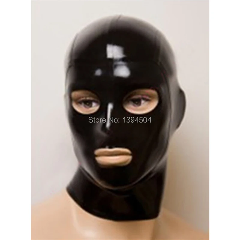 

hot New Sexy Lingerie black Women men Handmade Latex Hoods Eyes Mouth open Mask Customized Size solid color Teddy Babydoll