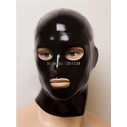 hot New Sexy Lingerie black Women men Handmade Latex Hoods Eyes Mouth open Mask Customized Size  solid color Teddy Babydoll