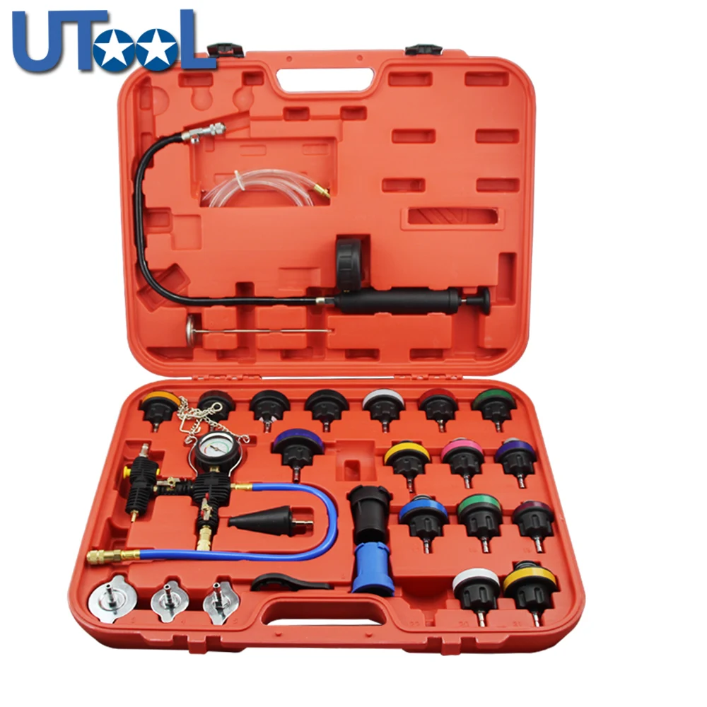 27pcs Universal Radiator Pressure Tester Kit Cooling System Tester Water Tank Leakage Tester Water Tank Leakage Tester