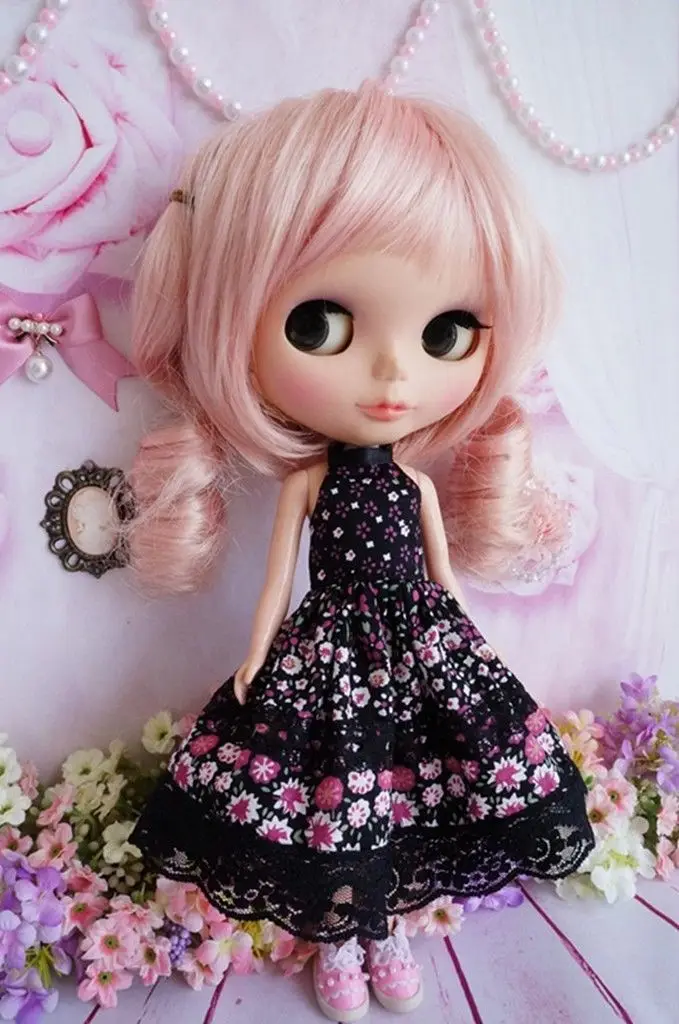 

[Wamami] 89 # милое черное розовое платье Лолиты ручной работы для куклы Pullip