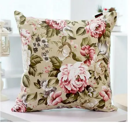 pastoral floral pattern cushion cover decorative square flower cotton lumbar pillow case indoor