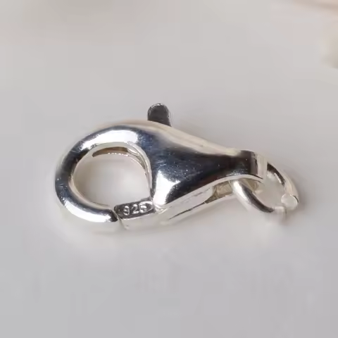 Solid 925 Sterling Silver Lobster Claw Clasp, snap clasp with 1 Open Jump Ring 8-16mm