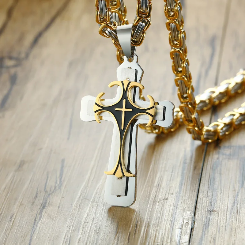 Crucifixo Cross Necklace Men Stainless Steel 24\