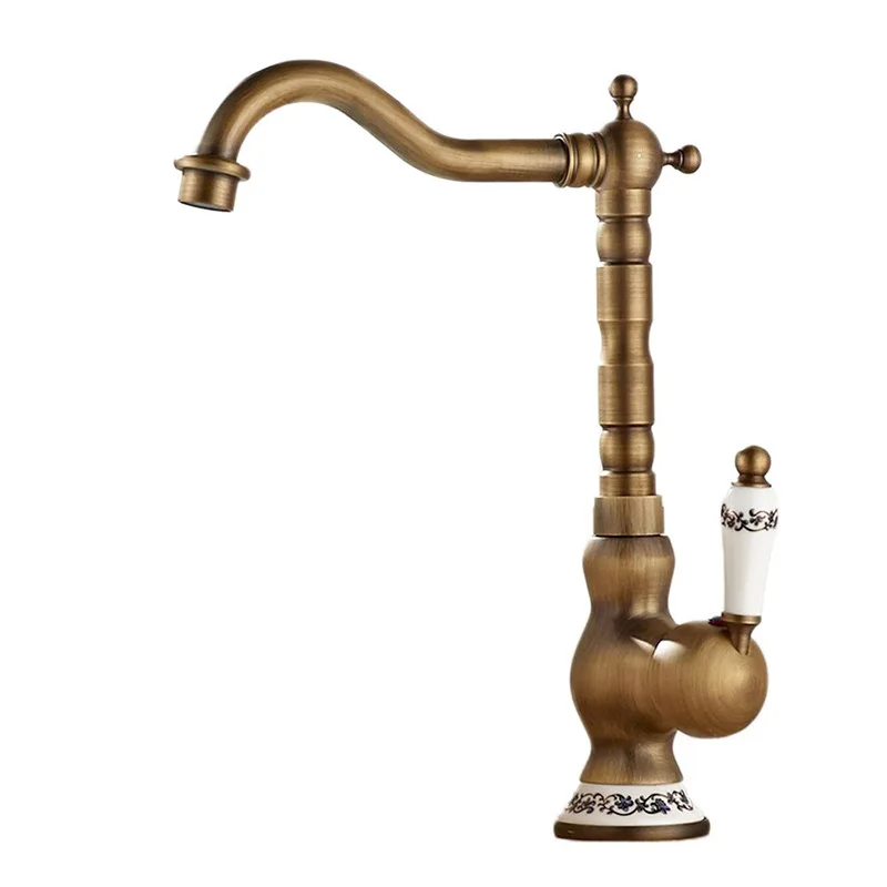 Brass dish basin faucet 360 degree rotating black faucet European cold and hot dual-purpose kitchen faucet