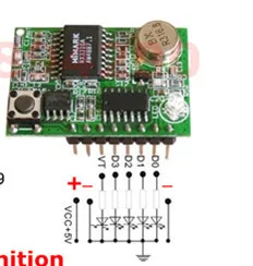 RF Rolling Code Decoding Receiver Module + 2 Transmitters DC 5V 4CH TTL Output Learning Momentary Toggle Latched RX TX 315/433