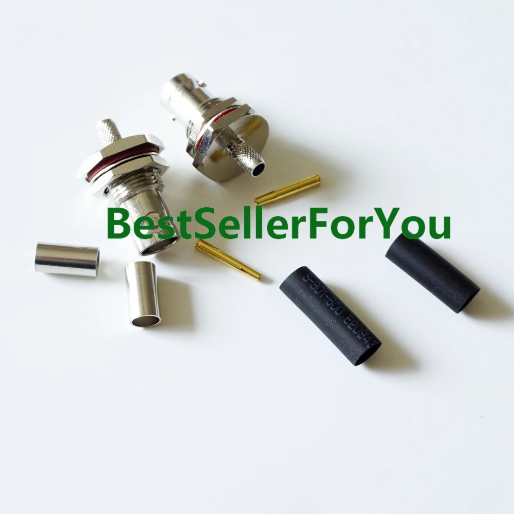 

10Pcs BNC female bulkhead nut RF connector crimp RG58 RG142 LMR195 RG400 cable C