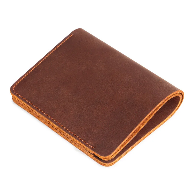 2018 Retro Men Purse For Men Genuine Leather Men's Wallets Casual Male Wallet Card Holder Cowskin Brown Small Purses