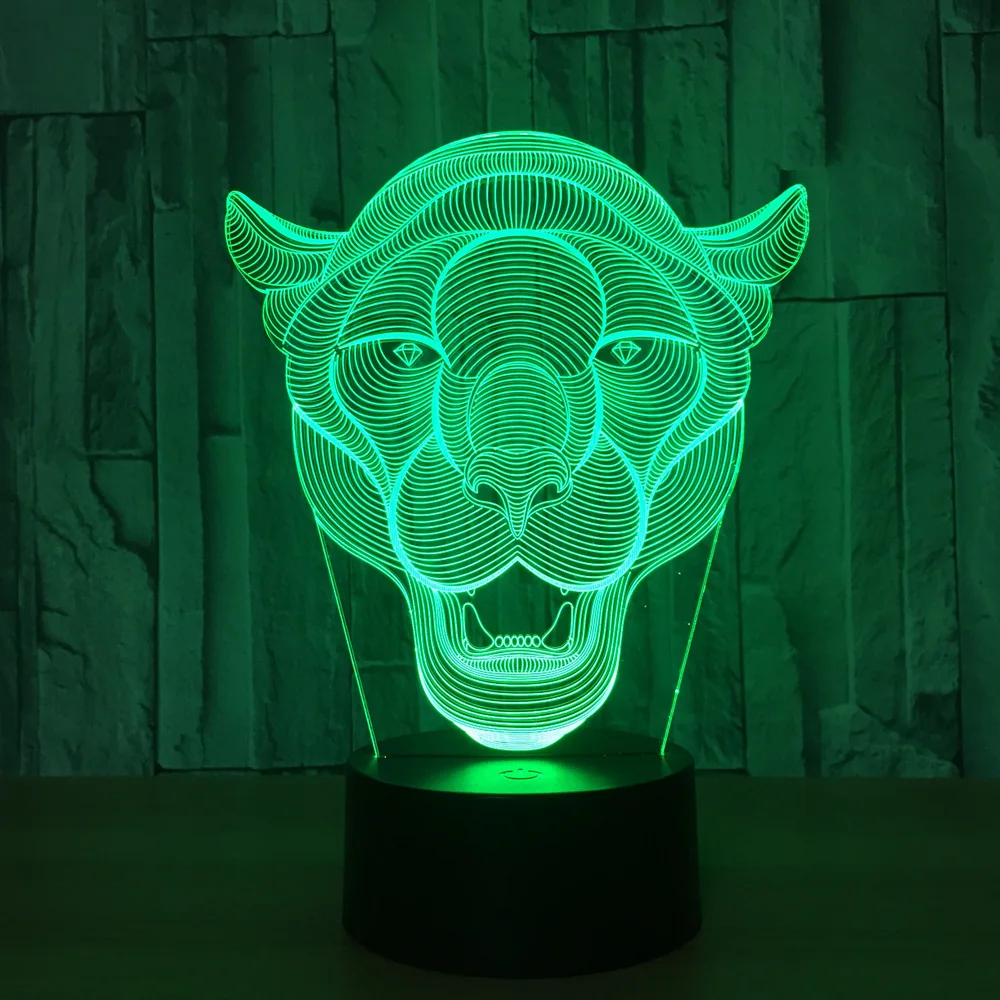 African lion head 3D visual night light 7 color adjustable USB Lion pattern action figure Acrylic room decoration Y86