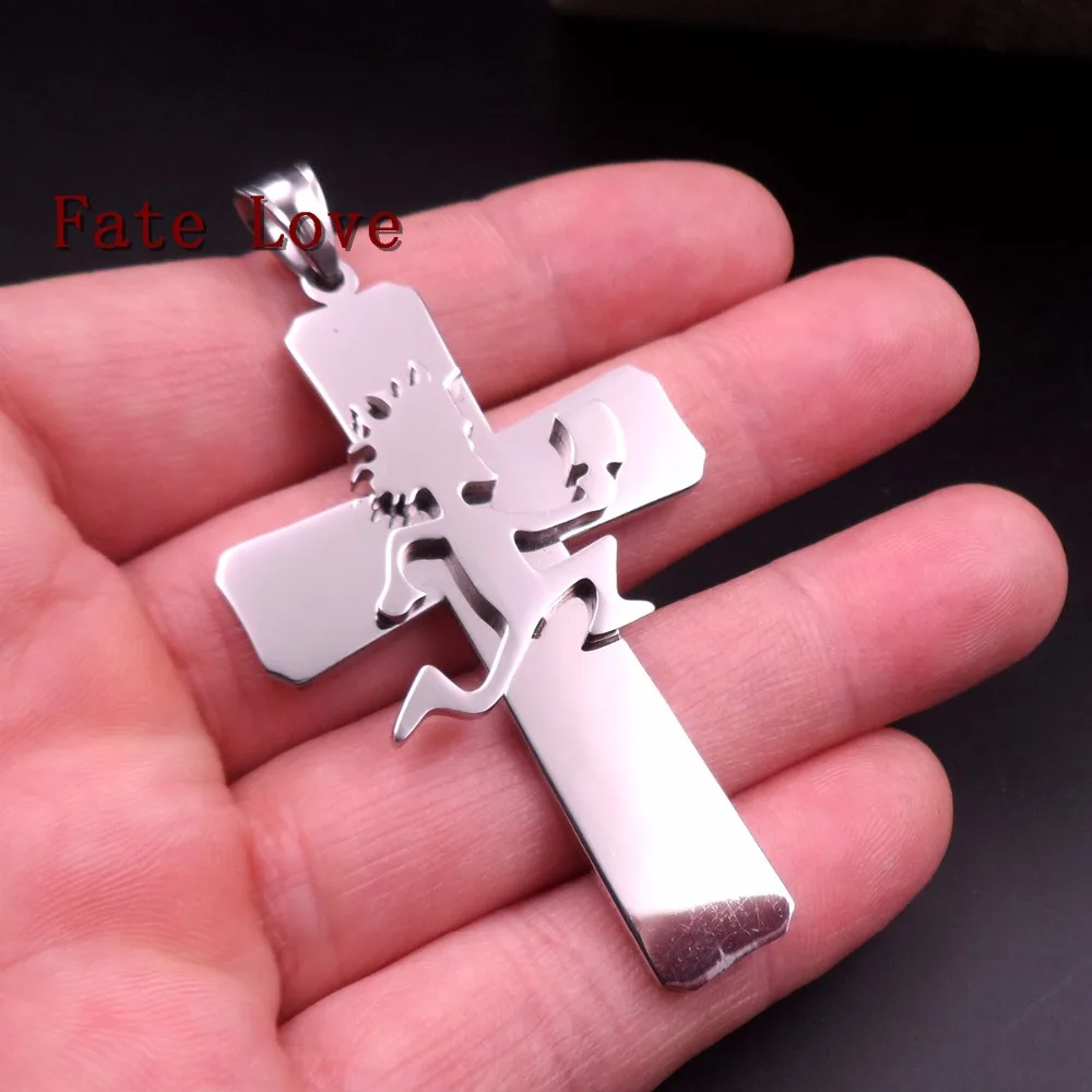 Fate Love Jewelry Large Cross Hatchetman Charm ICP Hatchet Man Pendant stainless steel Necklace Curb chain 4mm 24 inch