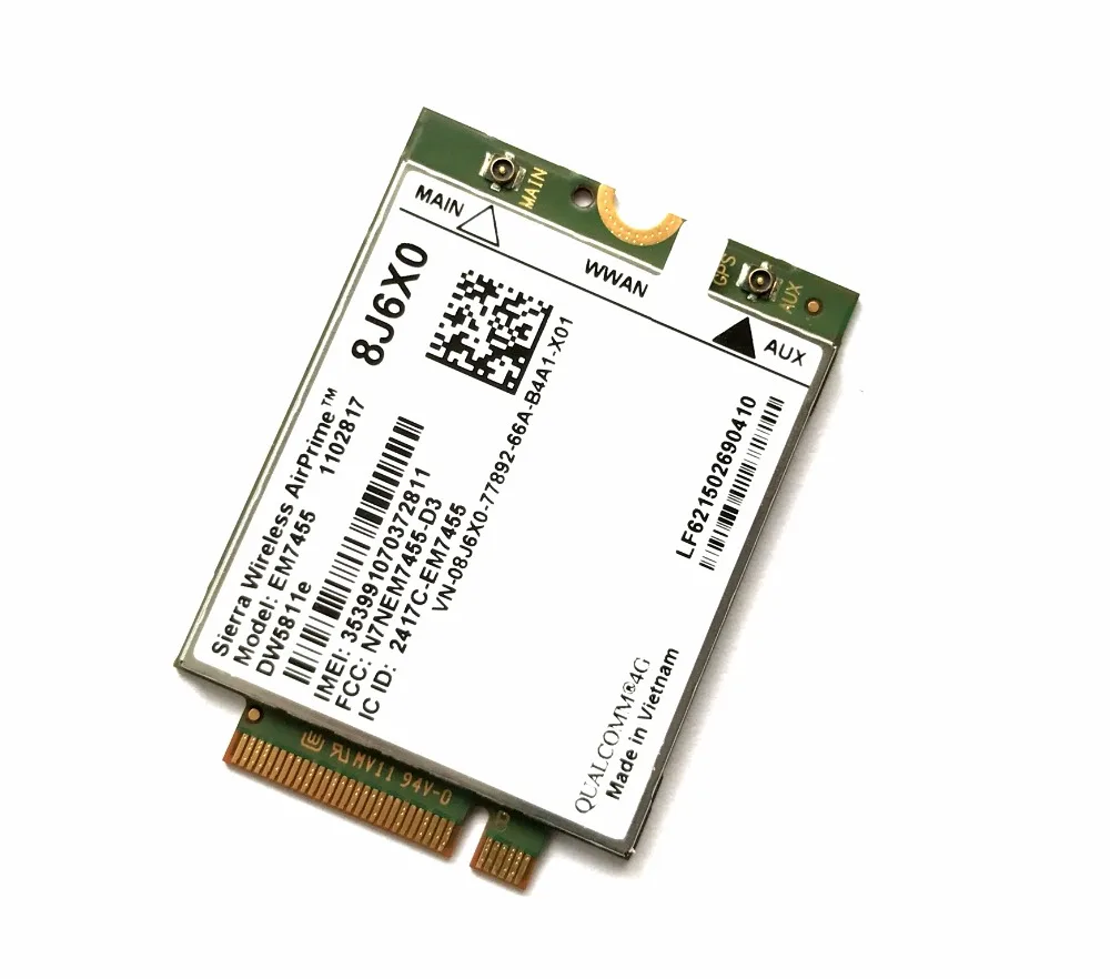 EM7455 DW5811E PN 8J6X0 FDD/TDD LTE CAT6 4G Module 4G Card for E7270 E7470 E7370 E5570 E5470 Precision 7720 7520 3520 7510