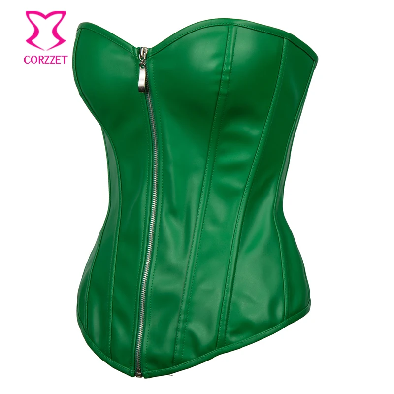 Sexy Green Leather Espartilhos Corset Corselet Steampunk Corsets And Bustiers Plus Size 6XL Gothic Clothing Korsett For Women