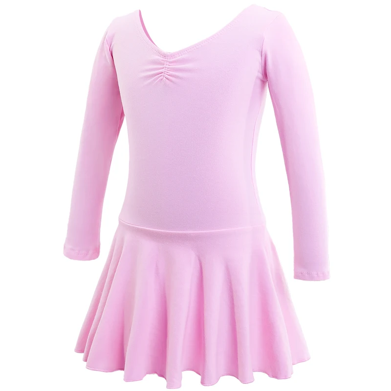 Girls Long Sleeve Ballet Dancer Leotard Girls Basic Cotton Dance Gymnastics Leotard Kids Ballerina Dress Dancing Wear Costumes