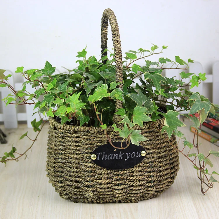 Portable basket rattan Liubian straw basket wholesale Korea new hand woven ikebana baskets basket