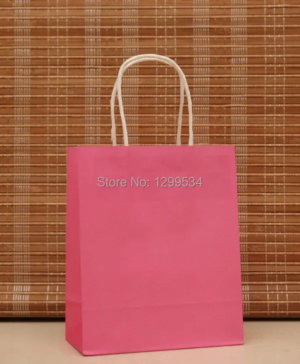 

20pcs/lot Deep Pink Paper Bag 18x15x8cm Jewelry Pouch Bag Recyclable Boutique Gift Jewelry Packaging Shopping Kraft Gift Bags