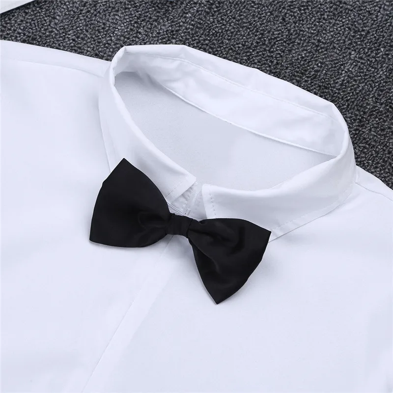 Men Long Sleeve Zipper Solid Color Latin Modern Dance Shirt with Bowtie Romper Shirt Sexy Male Lyrical Dance Costumes