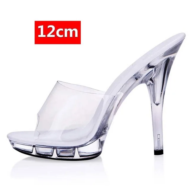 Latest fashion catwalk slippers, sexy club transparent sandals 12-15cm high heel stage performance sandals