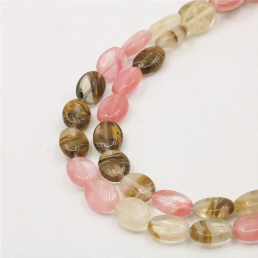 Fashion Natural Stone 10x14mm Multicolored Watermelon Tourmaline Oval Loose Beads 15" Hand Made jewelry making Wholesale Price image 5