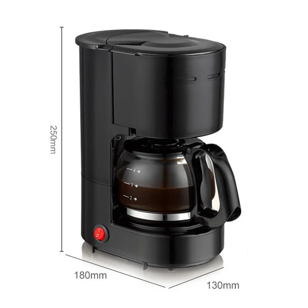 DMWD 650ML przenośny Mini ciśnieniowy ekspres do kawy 220V 600W amerykański ekspres do kawy z szklana doniczka dla Home Office Cafe 4-6 Cup