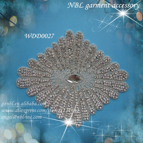 Crystal bridal beaded rhinestone applique patch for wedding evening dress iron on WDD0027