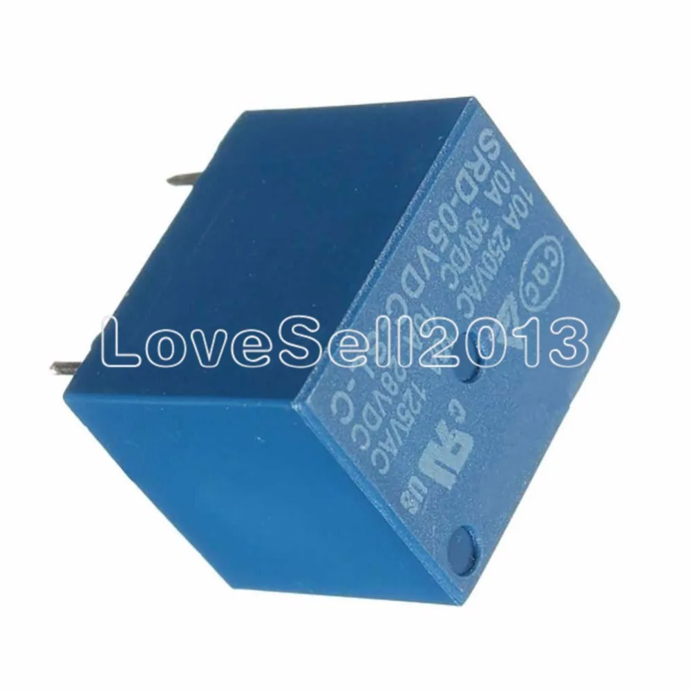 5PCS 미니 5V DC 코일 전원 릴레이 SRD-5VDC-SL-C PCB 5 핀 유형