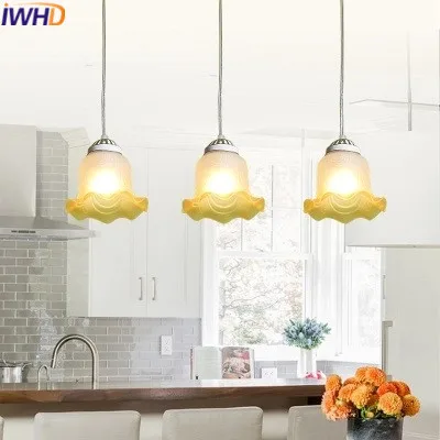 IWHD Sing Heads Pendant Lamp Moddern Fashion Glass Led Hanging Lamp Creative Iron Dining Room Kitchen Luminaire Suspendu Lustre