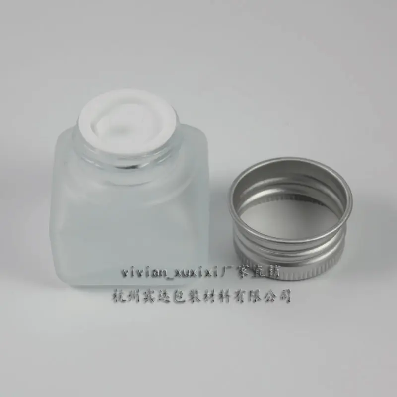 15g clear frosted square glass cream jar with silver lid, 15g cosmetic jar,packing for sample/eye cream,15g mini glass bottle