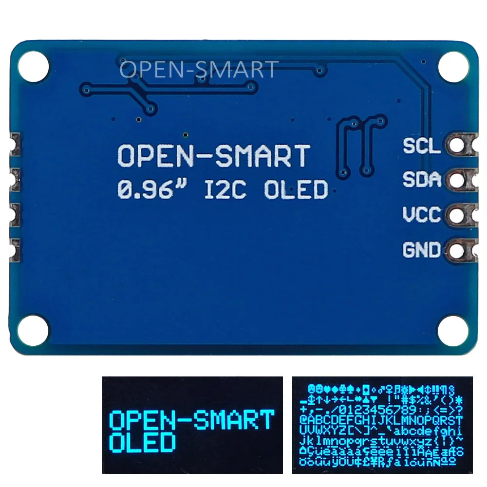 OPEN-SMART 0.96 inch Blue Color OLED I2C Interface Display Breakout Module 128x64 Compatible for Arduino