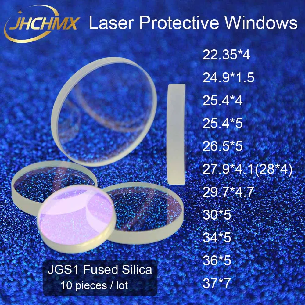 JHCHMX Laser occhiali di Protezione Lente/Finestre 22.35*4 25.4*4/5 26.5*5 27.9*4.1 30*5 36*5 37*7 1064nm JGS1 Al Quarzo Per Macchina Laser In Fibra