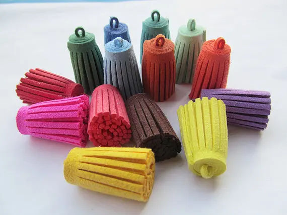 

Free Shipping 100Pcs 33mm Handbag Tassels,DIY Accessories,Colorful Korean Fleece Suede Cord,Chamois Macrame Bag Component