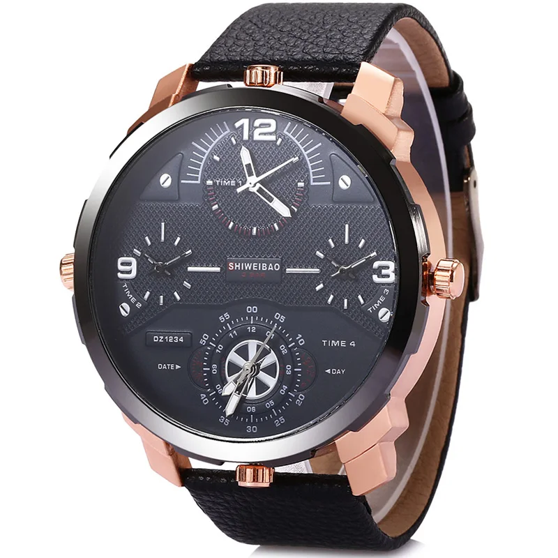 

Shiweibao Watches Men Watch Luxury Brand Casual Quartz Wristwatches Four Time Zones Military Relogio Masculino Clock Male D3612A