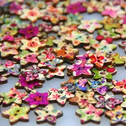 Pack of 50pcs Star Shaped Painted 2 Hole Wooden Mixed Buttons(15*18MM)   7NK193