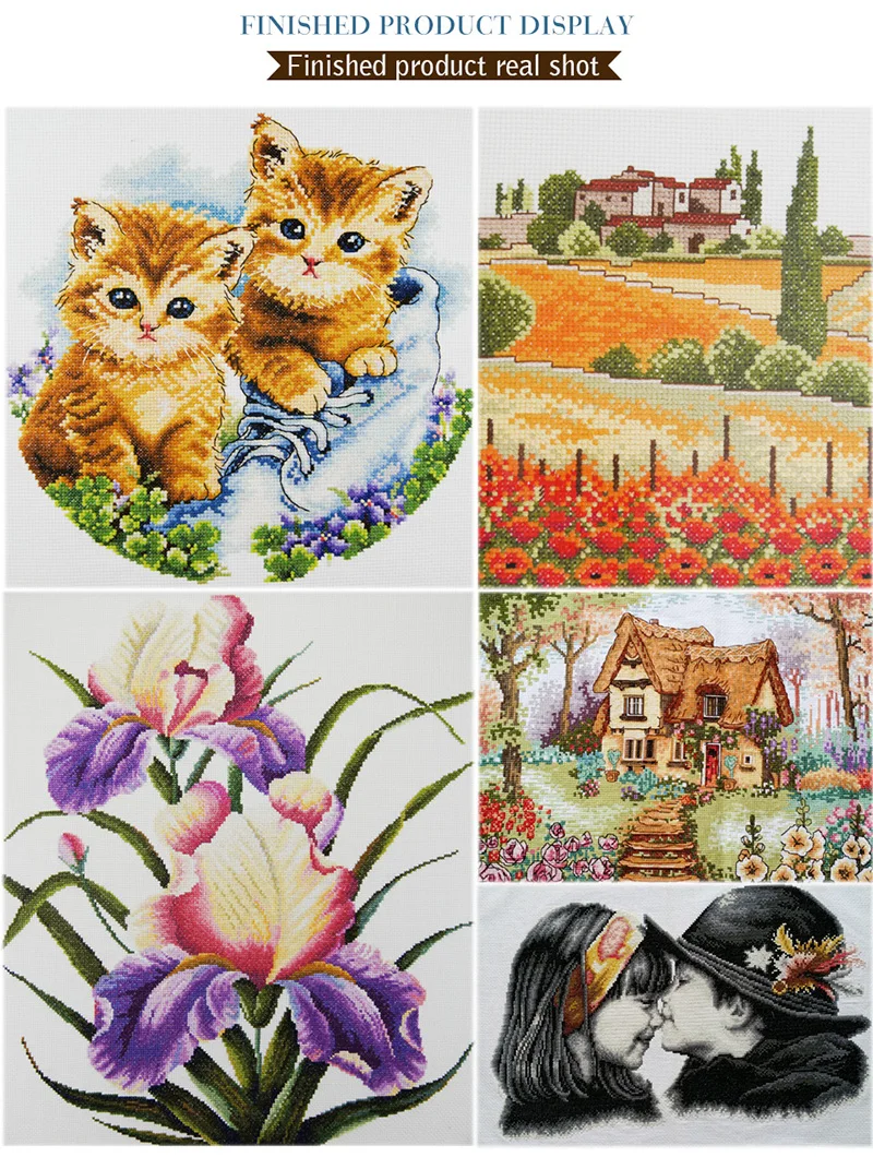 Joy Sunday Engel und Lamm Manuelles Stickerei-Set DIY Stickerei-Kit Kreuzstich Wanddekoration Hängendes Bild – Detail 11