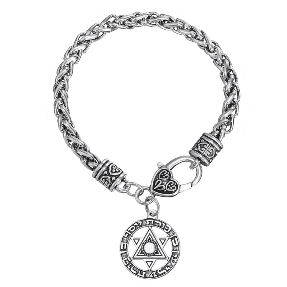 Dawapara Star of David Charm Bracelet for Men Israel Hexagram Hebrew Hanukkah Amulet Torah Scroll Pendant Jewish Jewelry