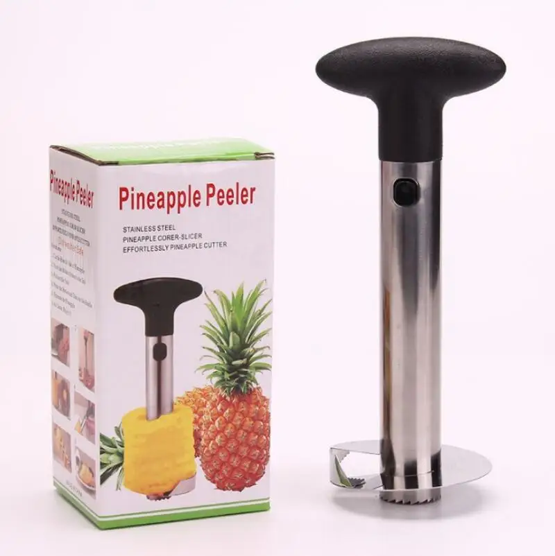 Stainless Steel Pineapple Peeler Fruit Corer Slicer Stem Remover Kitchen Tool with Retail Package LX6553